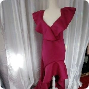 Fuchsia high low dress